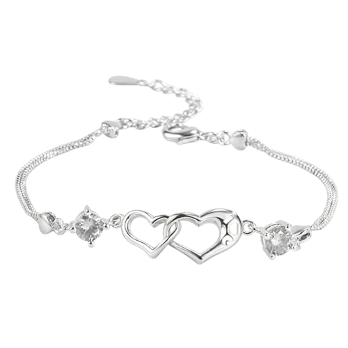 Wezalget Armband in Herzform | Ästhetisches Doppelherz-Armband – und modischer Schmuck für Brautjungfer Großmutter Freundin Hochzeit, riferimento alla descrizione, Kupfer von Wezalget