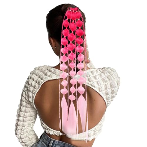 Wezalget Blasen-Pferdeschwanz-Verlängerung – farbige Haarverlängerungen mit Haargummi – 60 cm weiches Haarteil, leichter Blasen-Pferdeschwanz für Damen und Mädchen von Wezalget