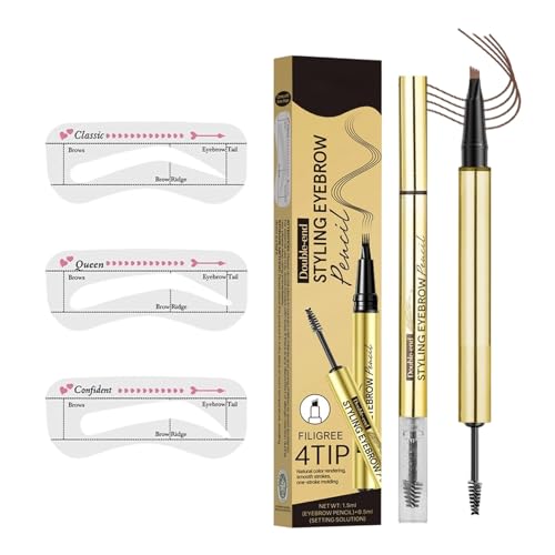 Wezalget Brauenstift | 2-in-1 Augenbrauen Füllstift mit Brauen Gel,Schminkfeste Kosmetik Für Damen Sport Make-up von Wezalget