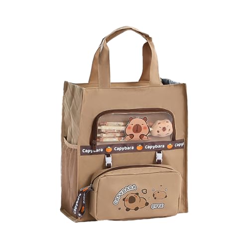 Wezalget Capybara Stofftasche Praktische Geschenkidee Für Tierfreunde,Robuste Wiederverwendbare Eco Umhängetasche Mit Mehreren Fächern | Großvolumige Unisex Alltagstasche Für Freizeit Schule Kinder von Wezalget