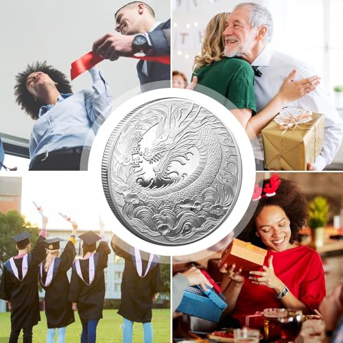 Wezalget Chinesische Sternzeichen-münze - Doppelseitige Zwölf Sternzeichen-Glücks-Gedenkmünzen - Chinesisches Jahr der münzen 2024, münzen-Eisenornamente für das bevorstehende Neue Jahr von Wezalget