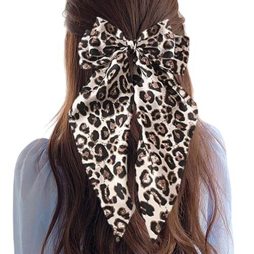 Wezalget Haarschleifen mit Leopardenmuster für Frauen, große Haarschleife mit Leopardenmuster | Haarschleifen, Haarspangen mit Leopardenmuster | Weiche Haarspangen mit großer Schleife für Damen und von Wezalget
