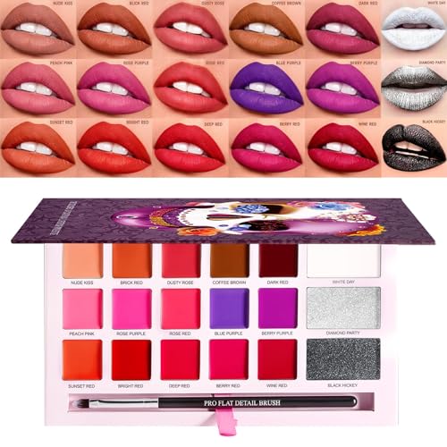 Wezalget Lippenstiftpalette für Frauen, Make -up -Lippenpalette,Matte Lippenstift 18-Farben-Lipgloss-Palette | Langlebige Freundin Kostüm Kosmetik cremige weiche Textur für Dating, Sammeln von Wezalget