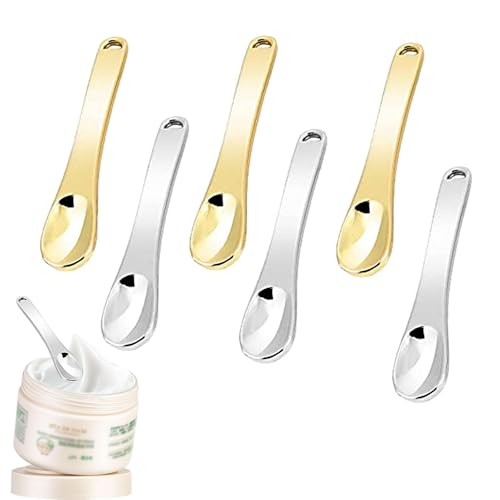 Wezalget Metallkosmetischer Spatel, Metall -Make -up -Spatel | 6x wiederverwendbare Lotion Spatel,Cream Applicator, Schönheitswerkzeuge, Metallfeuchtigkeitscreme -Löffel zum Mischen, Gesichtskosmetik von Wezalget