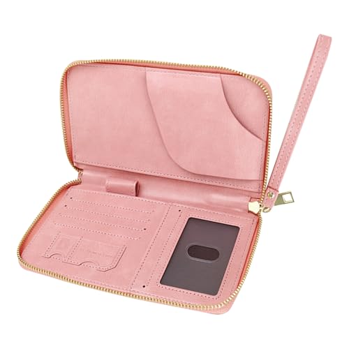 Wezalget Reise-Dokumententasche für Damen, PU-Lederfutter mit Mehreren Kartenfächern, tragbarer Organizer, wasserdicht, Unisex, Rosa, riferimento alla descrizione, Siehe Beschreibung von Wezalget