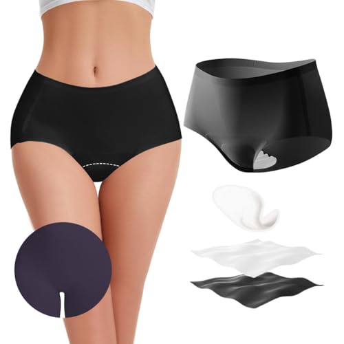 Camel Toe Cover Thong Damen Camel Toe Concealer Unterwäsche - Nahtlose Bequeme Anti-Camel Toe Panties, Schwarz, Einheitsgröße von Wezest