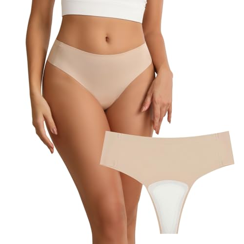 Wezest Camel Toe Cover Thong/Camel Toe Concealer Unterwäsche/Cameltoe Hider Eingebaute Latexabdeckung zum Verstecken weiblicher Linien, Beige, Einheitsgröße von Wezest