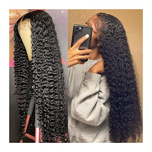 Perücken Echthaar Lose tief gewellte Lace-Front-Perücke 13 x 4/13 x 6 transparentes lockiges Echthaar Lace-Front-Perücken natürlicher Haaransatz mit Babyhaar 4 x 4 Lace Closure Perücke for Frauen Perü von Wfxjyg2223