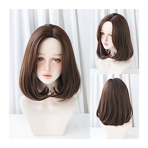Perücken Echthaar Perücke, schwarz, natürlich, kurze Perücken, gerade Perücken mit Pony, braun, rosa, synthetisches Haar for Frauen, tägliches Cosplay, hitzebeständige Perücke Perücken für Damen(18.5i Perücken Echthaar Perücke, schwarz, natürlich, kurze Perücken, gerade Perücken mit Pony, braun, rosa, synthetisches Haar for Frauen, tägliches Cosplay, hitzebeständige Perücke Perücken für Damen(18.5i von WFchenj222-6