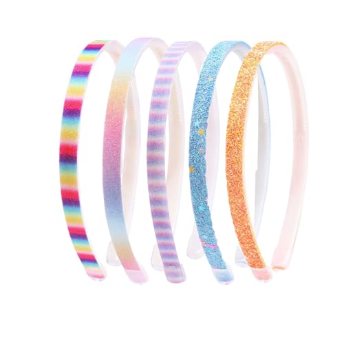 5 Stück glitzernde Haarbänder – Bunte, rutschfeste Haaraccessoires – Niedliches Design in Regenbogen- Konfetti-Optik – Ideal für kleine Mädchen festliche Anlässe von Wgewfhdf