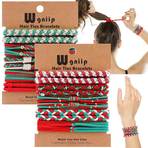 20 Pcs Christmas Hair Ties for Women, 10 Styles Cute Boho Hair Tie Bracelet for Thin and Thick Hair/Pony Tails, Hair Accessories for Women No Damage Hair Elastics (Christmas) von Wgniip