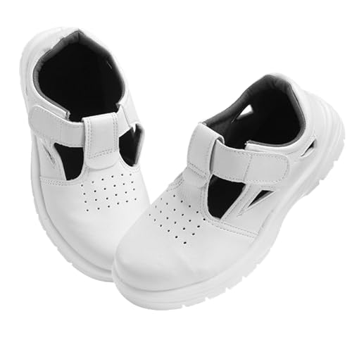 WhAeoy Sicherheitsschuhe Für Herren Und Damen (36–50), Atmungsaktiv Und Nicht Verstopfte Füße, rutschfeste Turnschuhe Mit Stahlkappe, Antistatische Schuhsohlen, Leicht/bequem/durchstichfest,38,White von WhAeoy