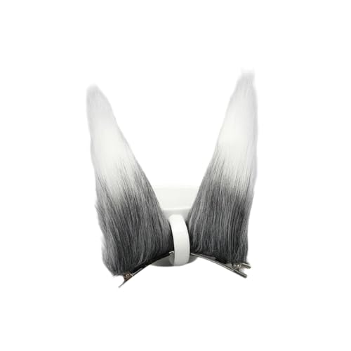 1 Paar Plüsch Fuchsohren Haarspangen,Haarclip Niedliche Kopfbedeckung Cosplay Kleidung,Fuchsohren Haarschmuck,Halloween Kostüm,Haar-Accessoires für Cosplay Party Weihnachtsfeier,Grau Weiß von Whakano