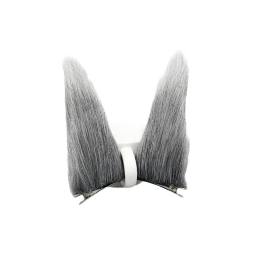 1 Paar Plüsch Fuchsohren Haarspangen,Haarclip Niedliche Kopfbedeckung Cosplay Kleidung,Fuchsohren Haarschmuck,Halloween Kostüm,Haar-Accessoires für Cosplay Party Weihnachtsfeier,Grau von Whakano