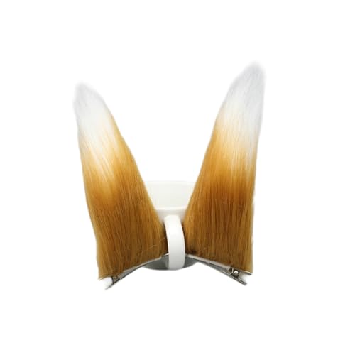 1 Paar Plüsch Fuchsohren Haarspangen,Haarclip Niedliche Kopfbedeckung Cosplay Kleidung,Fuchsohren Haarschmuck,Halloween Kostüm,Haar-Accessoires für Cosplay Party Weihnachtsfeier,Kamel Weiß von Whakano