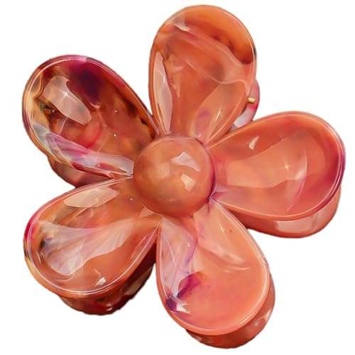 1 Stück Blumen Haarklammern Haarspangen Damen Frauen,Hawaiian Claw Clip,Blumenklammer Haar Jaw Clips,Starker Halt,Krallenklammern Haarstyling-Zubehör,Party Strand Pool Urlaub,Orange von Whakano
