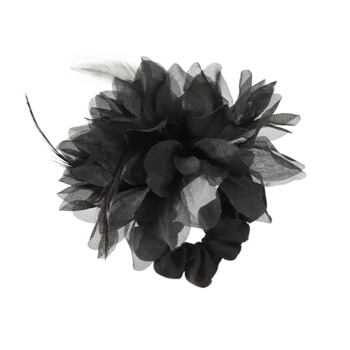 1 Stück Feder Scrunchies Haargummis für Damen,Gummibänder Haarbänder Schwarz,Elastische Dicke Bänder,Blumen Feder Haare Ringe Haarschmuck,Pferdeschwanzhalter,Hair Accessories für Mädchen Damen von Whakano