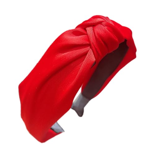 1 Stück Modisch Geknotetes Haarreifen für Damen,Breite Stirnband,Haarband mit knoten,Stoff Haarreif Haarschmuck für Damen und Mädchen,Hochzeit,Party,Bühne,Urlaub,Yoga,Gesicht waschen,Rot von Whakano