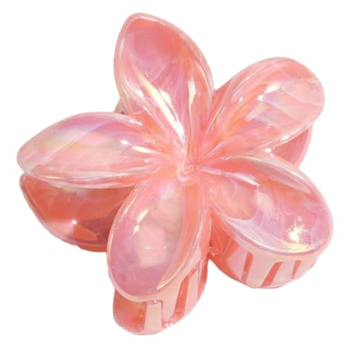 1 Stück Plumeria Blumen Haarspangen Damen,Hawaiian Claw Clip,Rutschfeste Haarklammer Damen,Starker Halt,Krallenklammern Haarstyling-Zubehör für Dickes Dünnes Haar,Party Strand Pool Urlaub,Orange von Whakano