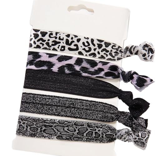 10 Stück Leopardenmuster Haargummi Damen,Elastische Haarringe,Bunt Haargummis Scrunchie,Elastische Haarbänder,Pferdeschwanzhalter Haarband,Haarschmuck für Damen und Mädchen,Schwarz Weiß von Whakano