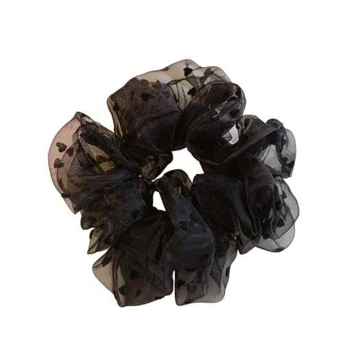 10 Stück Mesh Haargummi für Damen,Stylische Scrunchies Dicke Bänder,Pferdeschwanzhalter starker Halt Haare Ringe Zopfgummi,Haarschmuck Elastische Haarbänder,Haargummibänder,Schwarz von Whakano