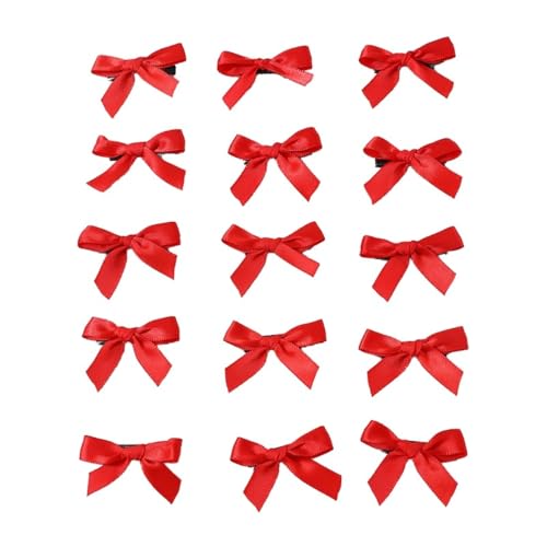 15 Stück Schleife Haarspangen Mädchen,Entenschnabel Clip Haarnadel,Süße Hair-Clips Damen,Haarstyling-Accessoires,Kopfschmuck für Frauen,für Hochzeit Tea Party Make-up,Rot von Whakano