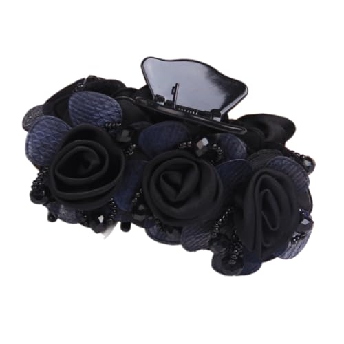 2 Stück Blume Haarklammer 5x8cm,Elegante Hair Claw Clip Mit Perle,Haarspangen Damen,Starker Halt,Haarschmuck Krallenklammern Haarstyling-Zubehör für Frauen Mädchen,Alltag Party Hochzeit,Schwarz von Whakano