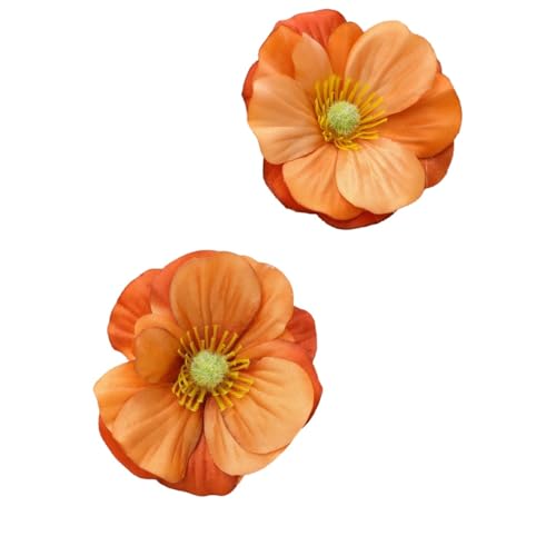 2 Stück Blumen Haarspangen kleine Hair-Clips Damen,Künstliche Blumen Haarklammer Haarclip Strand-Haar-Accessoire,Haarschmuck Kopfschmuck für Hochzeit Tea Party Make-up,Orange,7cm von Whakano
