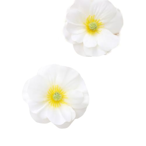 2 Stück Blumen Haarspangen kleine Hair-Clips Damen,Künstliche Blumen Haarklammer Haarclip Strand-Haar-Accessoire,Haarschmuck Kopfschmuck für Hochzeit Tea Party Make-up,Weiß,7cm von Whakano