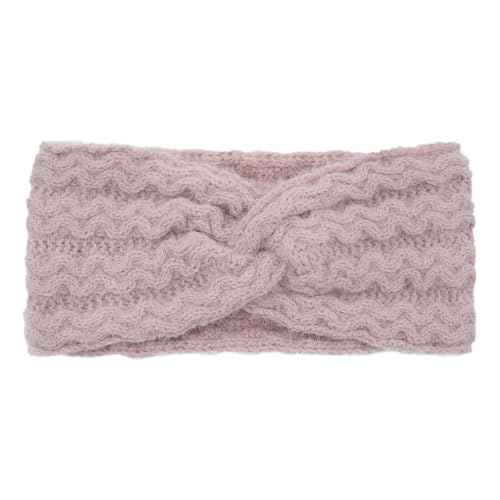 2 Stück Gestrickt Stirnbänder Damen,Kreuz Knoten Haarband Warm Strick Haarreifen Ohrenwärmer Stirnbänder Kopfbedeckung Breites Kopfband Haar Schmuck für Frauen Herbst Winter,Rosa von Whakano