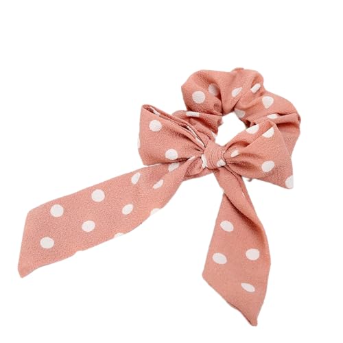 2 Stück Haargummi Mit Schleife,Quaste Haarbänder Damen Scrunchies Haare Ringe Haarschmuck Gummibänder,Kopfbedeckung Halt Dicke Bänder für Pferdeschwanzhalter,Weihnachten,Party,Festival,Dunkelrosa von Whakano
