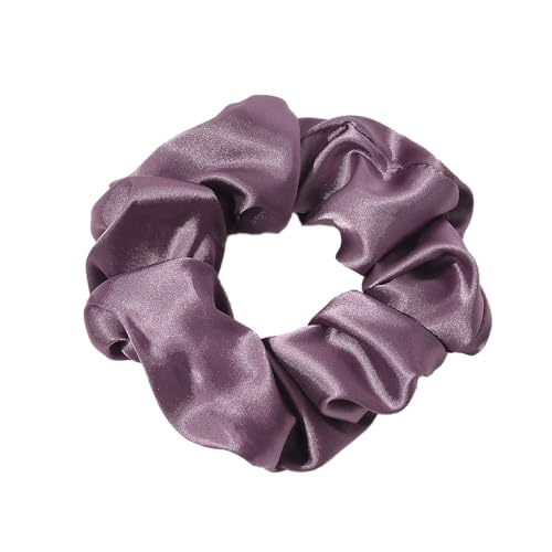 2 Stück Kunstseide Scrunchies Haargummis für Damen,Einfarbige Elastische Dicke Bänder,Haare Ringe,Haargummis Elastische Haarbänder,Haarring des Dickdarms,Haargummi Haare Ringe Damen,Traubenviolett von Whakano