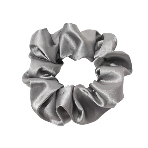 2 Stück Kunstseide Scrunchies Haargummis für Damen,Einfarbige Elastische Dicke Bänder,Haare Ringe,Haargummis Elastische Haarbänder,Haarring des Dickdarms,Haargummi Haare Ringe Damen,Dunkelgrau von Whakano