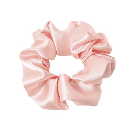 2 Stück Kunstseide Scrunchies Haargummis für Damen,Einfarbige Elastische Dicke Bänder,Haare Ringe,Haargummis Elastische Haarbänder,Haarring des Dickdarms,Haargummi Haare Ringe Damen,Rosa von Whakano