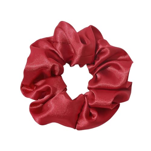 2 Stück Kunstseide Scrunchies Haargummis für Damen,Einfarbige Elastische Dicke Bänder,Haare Ringe,Haargummis Elastische Haarbänder,Haarring des Dickdarms,Haargummi Haare Ringe Damen,Rot von Whakano