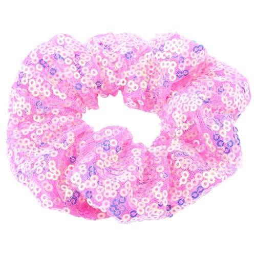 2 Stück Pailletten Scrunchies Haargummis für Damen,Gummibänder Haarbänder,Elastische Dicke Bänder,Haare Ringe Haarschmuck,Pferdeschwanzhalter,Hair Styling Accessories für Mädchen Damen,Dunkelpink von Whakano