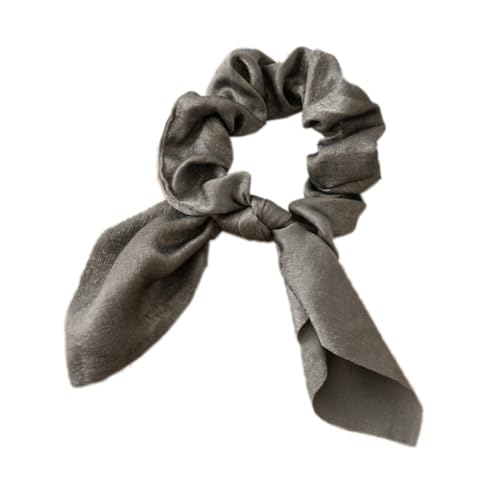 2 Stück Scrunchies Haargummis Damen mit Schleife,Gummibänder Haarbänder,Elastische Dicke Bänder für Haare,Haare Ringe Haarschmuck,Pferdeschwanzhalter,Hair Accessories für Mädchen Damen,Dunkelgrau von Whakano