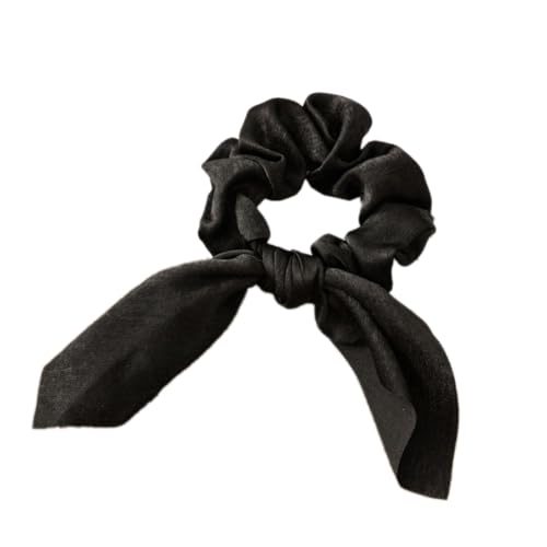 2 Stück Scrunchies Haargummis Damen mit Schleife,Gummibänder Haarbänder,Elastische Dicke Bänder für Haare,Haare Ringe Haarschmuck,Pferdeschwanzhalter,Hair Accessories für Mädchen Damen,Schwarz von Whakano