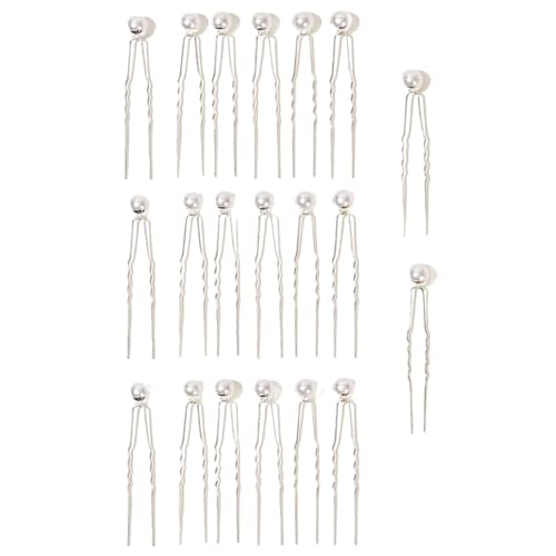 20 Stück Perlen Haarnadeln Damen,U-Förmige Haarschmuck Braut,Wellenform Haarklammern,Hochzeit Kopfschmuck für Haare,Brautfrisurfür,U-Form Clip für Party Prom Hochzeit Abendessen,Weiß,Perlen 0,8cm von Whakano