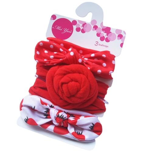 3 Stück Haargummi für Mädchen,Süßes Scrunchies Haarzubehör,starker Halt Haare Ringe Zopfgummi,Kleine Haargummis Elastische Haarbänder,Haargummibänder für Pferdeschwanzhalter,Rot B von Whakano