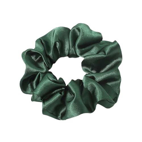 4 Stück Kunstseide Scrunchies Haargummis für Damen,Einfarbige Elastische Dicke Bänder,Haare Ringe,Haargummis Elastische Haarbänder,Haarring des Dickdarms,Haargummi Haare Ringe Damen,Dunkelgrün von Whakano