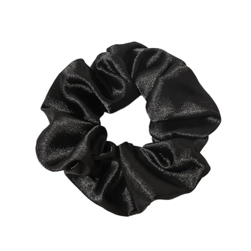 4 Stück Kunstseide Scrunchies Haargummis für Damen,Einfarbige Elastische Dicke Bänder,Haare Ringe,Haargummis Elastische Haarbänder,Haarring des Dickdarms,Haargummi Haare Ringe Damen,Schwarz von Whakano