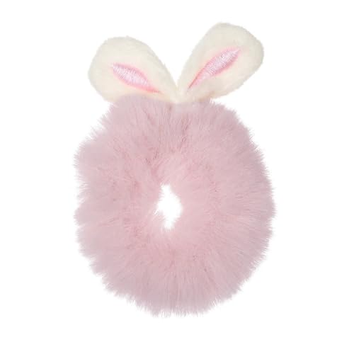 4 Stück Plüsch Haargummis mit Hasenohren,Haare Ringe Damen Stirnbänder,Weich Scrunchies Haarbänder Gummibänder,Elastische Bänder Haarschmuck für Pferdeschwanzhalter,Hair Accessories,Hellrosa von Whakano