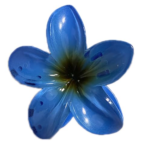 4 Stück Plumeria Blumen Haarspangen,Hawaiian Claw Clip,Rutschfeste Haarklammer Damen,Starker Halt,Krallenklammern Haarstyling-Zubehör für Frauen Mädchen,Party Strand Pool Urlaub,Blau von Whakano