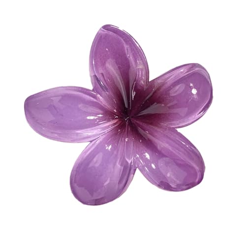4 Stück Plumeria Blumen Haarspangen,Hawaiian Claw Clip,Rutschfeste Haarklammer Damen,Starker Halt,Krallenklammern Haarstyling-Zubehör für Frauen Mädchen,Party Strand Pool Urlaub,Dunkelviolett von Whakano