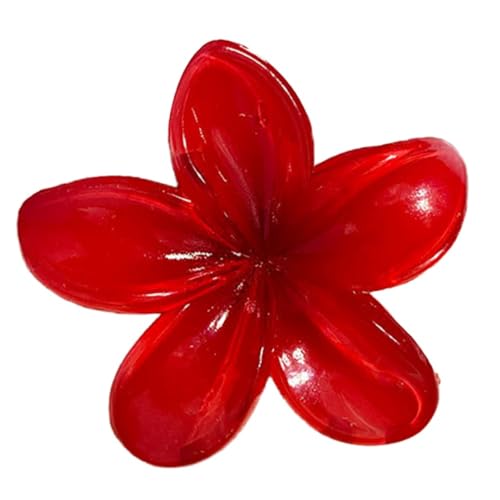 4 Stück Plumeria Blumen Haarspangen,Hawaiian Claw Clip,Rutschfeste Haarklammer Damen,Starker Halt,Krallenklammern Haarstyling-Zubehör für Frauen Mädchen,Party Strand Pool Urlaub,Rot von Whakano