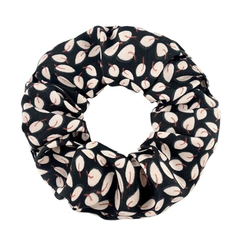 5 Stück Blätter Haargummi für Damen,Chiffon Scrunchies Dicke Bänder,starker Halt Haare Ringe Zopfgummi,Modisches Haarschmuck Elastische Haarbänder,Haargummibänder für Pferdeschwanzhalter,Schwarz von Whakano