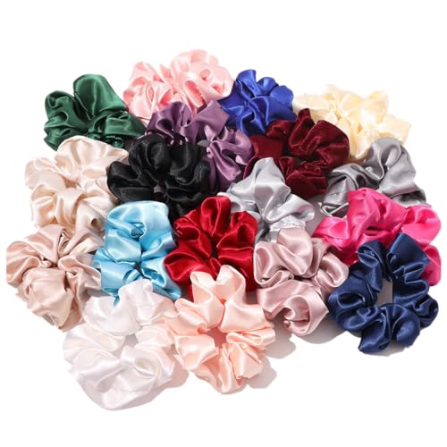 5 Stück Kunstseide Scrunchies Haargummis für Damen,Einfarbige Elastische Dicke Bänder,Haare Ringe,Haargummis Elastische Haarbänder,Haarring des Dickdarms,Haargummi Haare Ringe Damen,Zufällige Farbe von Whakano