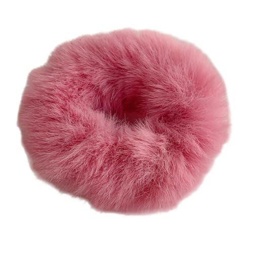 5 Stück Plüsch Haargummis Damen Frauen,Elastische Haare Ringe Stirnbänder,Weich Scrunchies Haarbänder Gummibänder,Groß Bänder Haarschmuck für Pferdeschwanzhalter,Hair Accessories,Dunkelrosa von Whakano