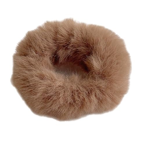 5 Stück Plüsch Haargummis Damen Frauen,Elastische Haare Ringe Stirnbänder,Weich Scrunchies Haarbänder Gummibänder,Groß Bänder Haarschmuck für Pferdeschwanzhalter,Hair Accessories,Kaffee von Whakano